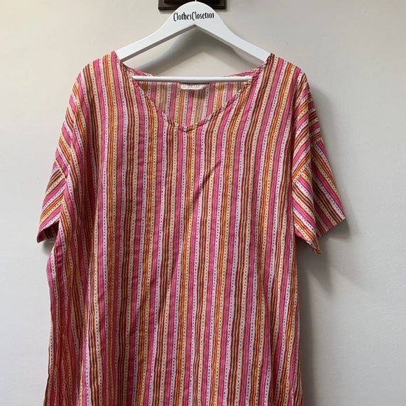 Toast cotton kaftan size small - medium pink stripe - Picture 2 of 12
